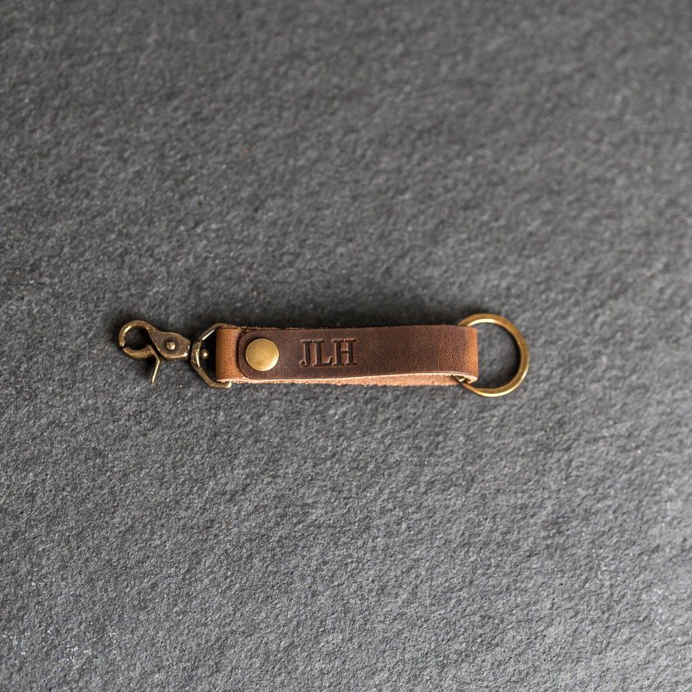 Looped Snap Closure Keychain | Personalized Premium Leather Keychain | Custom Key Fob | Leather Gift Handmade in the USA