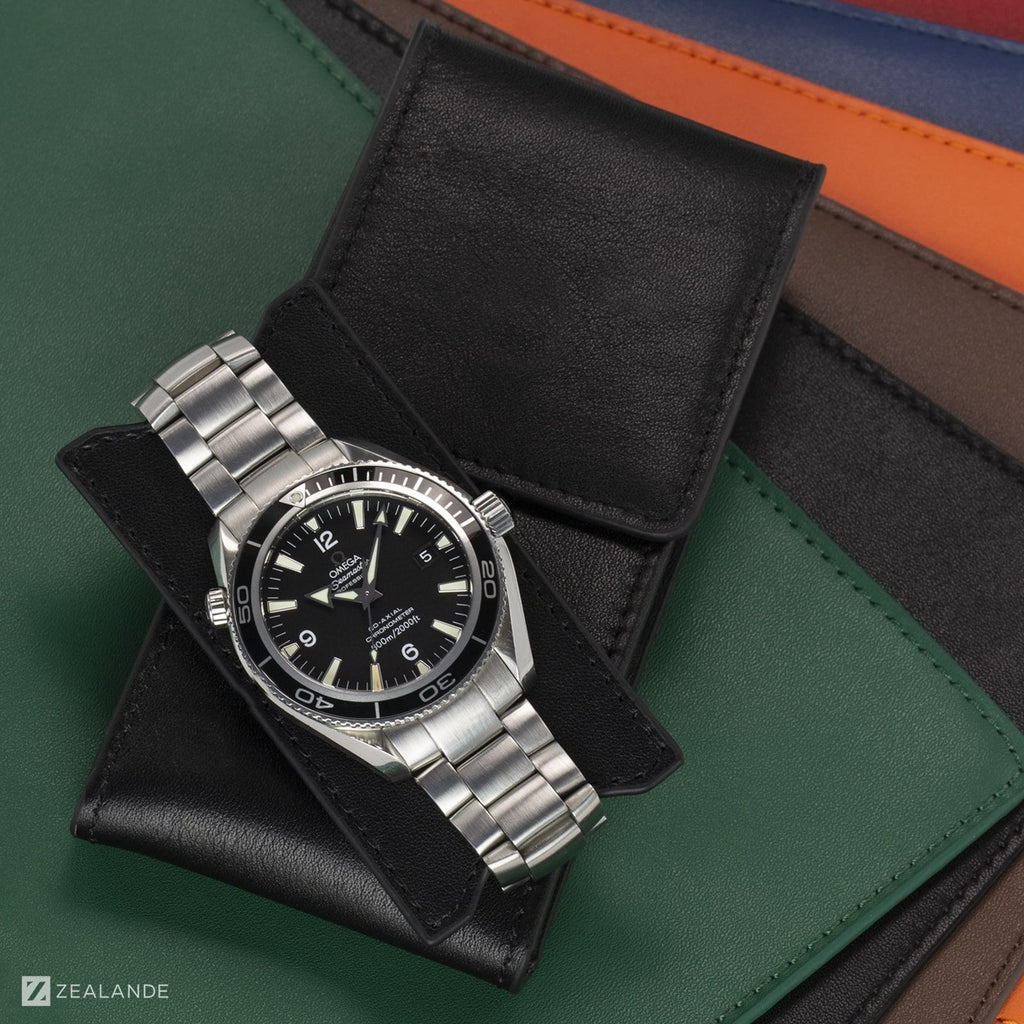 Black Leather Watch Pouch