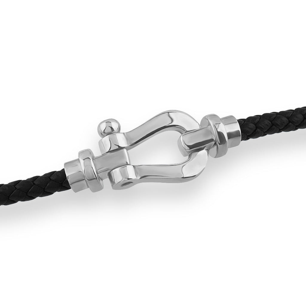 Buckle Leather Bracelet in Silver
