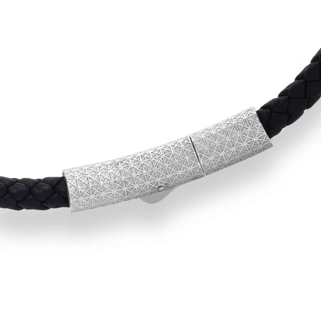 Buckle Leather Bracelet in Silver