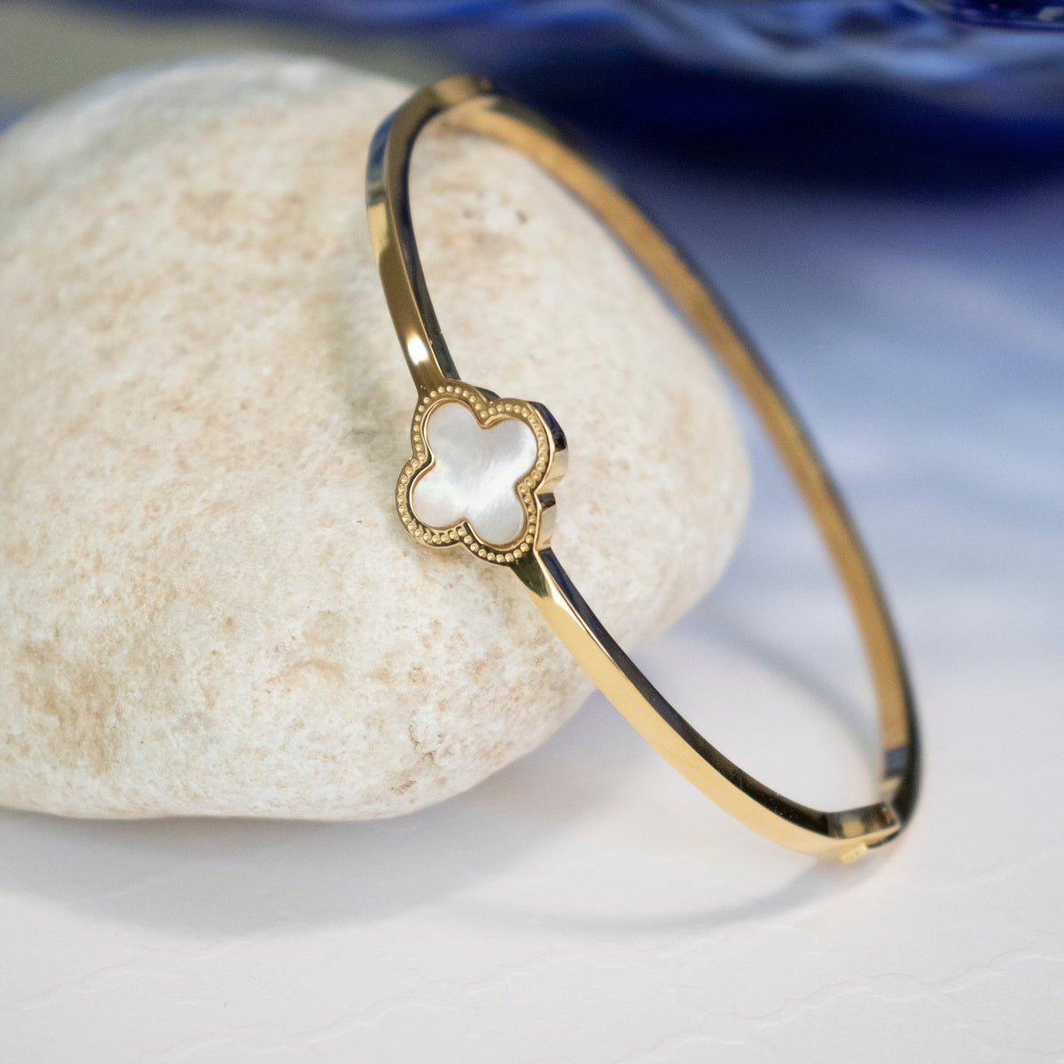 MOTHER OF PEARL CLOVER BANGLE