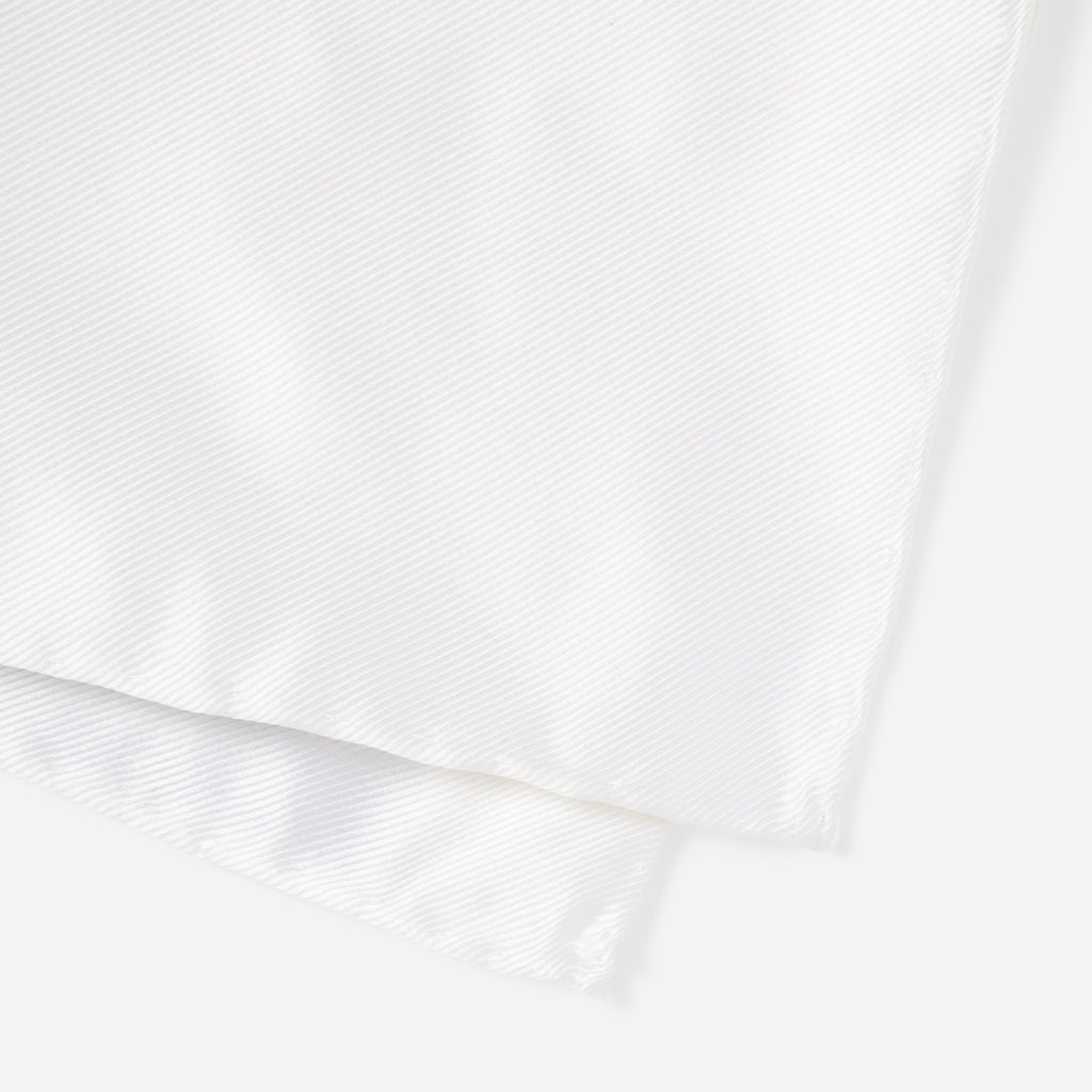 Solid Twill White Pocket Square